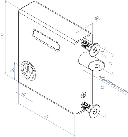 Bolt-on latch 40-60 mm gates - traditional handle - ASD Trade Direct