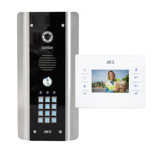 AES: Wired Video in Architecural Black Keypad with Monitor - ASD Trade Direct